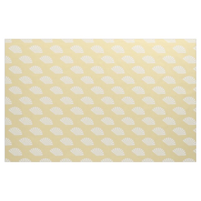 Fans de papier blanc jaune tissu motif oriental (Fat Quarter)