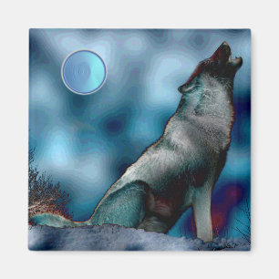 Fantaisie de Loup Lunaire Aimant