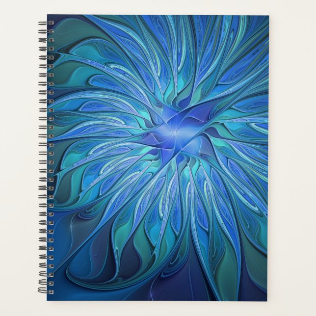 Fantaisie de motif de fleur bleue, art fractal abs (Devant)