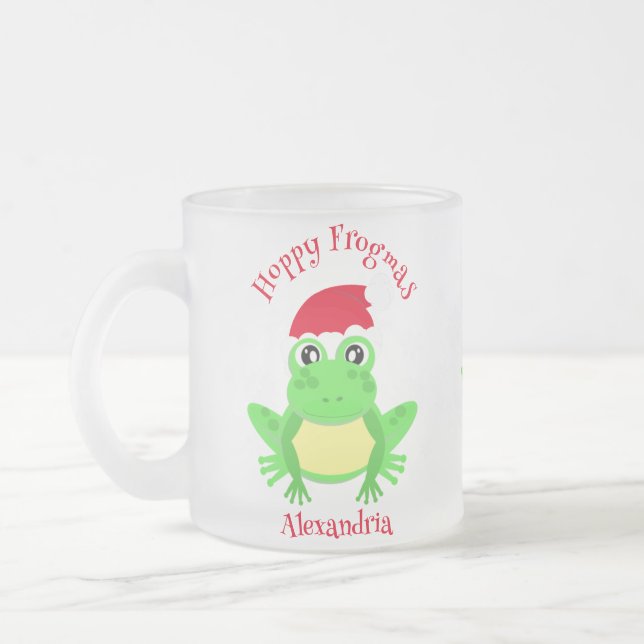 Fantaisie de Noël Santa Hat Novelty Frosted Mug (Gauche)