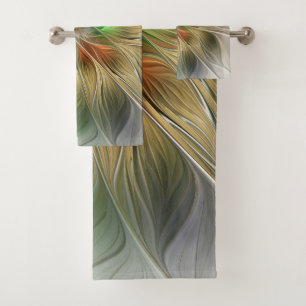 Fantaisie florale avec abstrait fractal moderne or