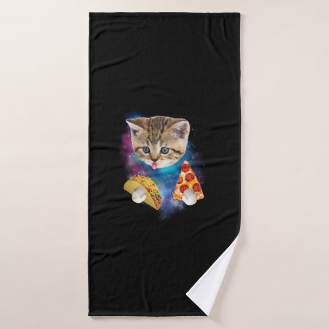 Fantaisie Galaxy Chemise de chat _ Space Cat Eat P (Serviette de bain)