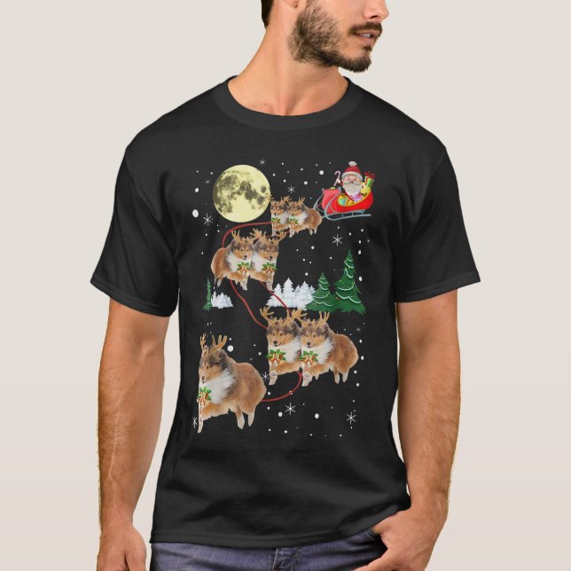 Fantaisie Sheltie Noël T-shirt Noël Jeu de Noël T (Devant)