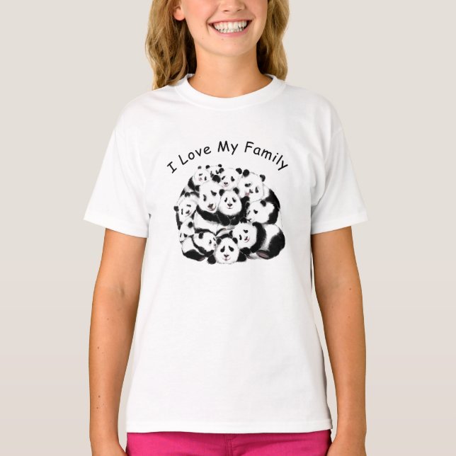 Fantaisie T-shirt Panda avec texte - I Love My Fam (Devant)
