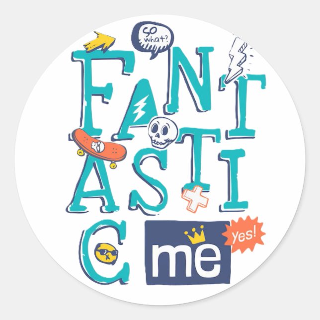 Fantastic Me Round Sticker Design (Devant)