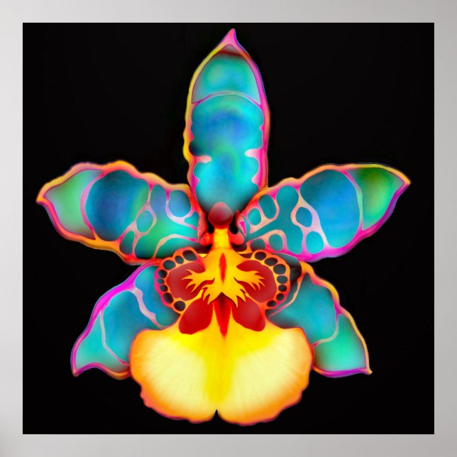 Fantasy Colored Orchid Flower Poster (Devant)