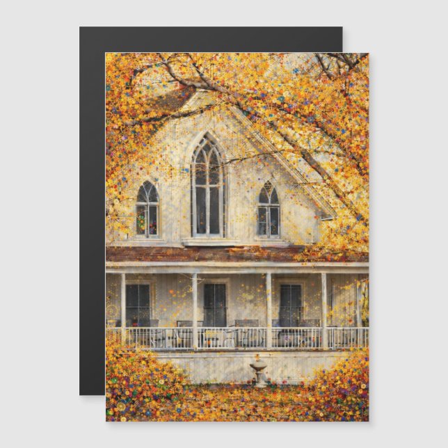 Fantasy Gothic-Revival Carpenter House Magnet Card (Devant / Derrière)