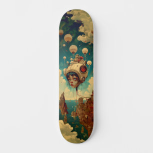 Fantasy robot ship wall art skateboard