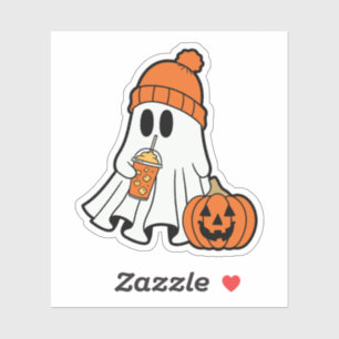 Fantôme avec Sticker Casquette et Latte, Citrouill