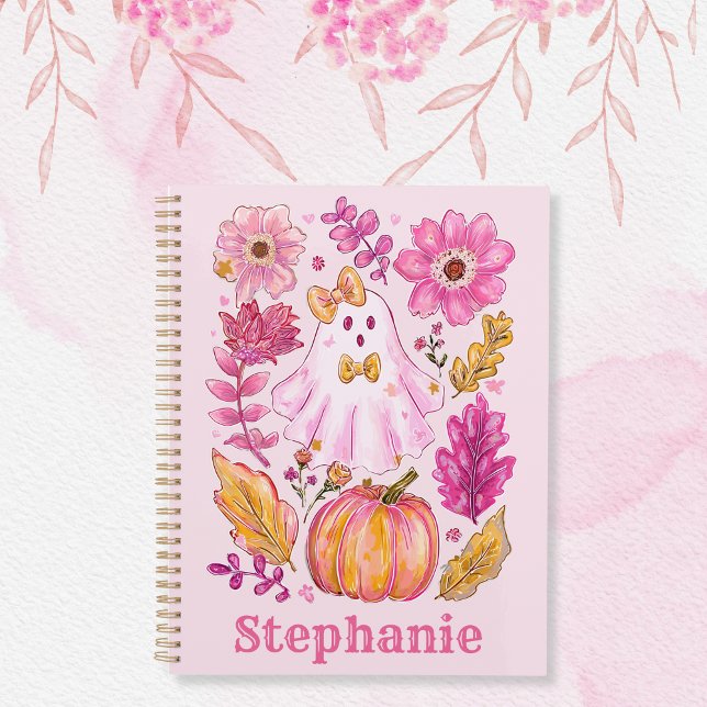 Fantôme de Halloween rose pastel avec nom personna (Créateur téléchargé)