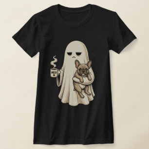 Fantôme en T-Shirt tenant un mignon Bouledogue Fra