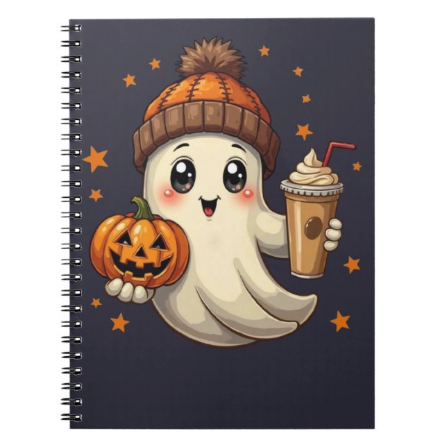 Fantôme mignon avec Citrouille et Carnet Spiral ca (Devant)