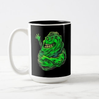 Fantôme vert mince ! Mug à café à deux tons