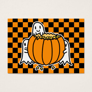 Fantômes et carte de Halloween de citrouille