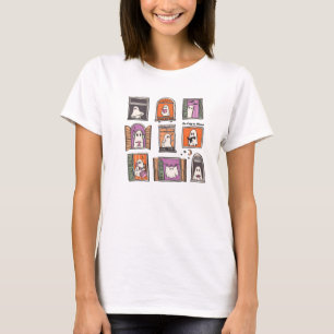 Fantômes mignons dans Windows T-shirt Halloween