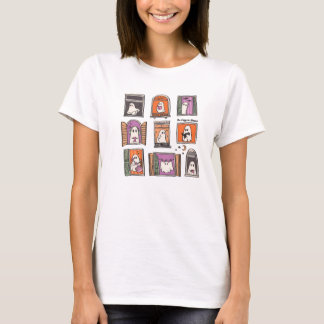 Fantômes mignons dans Windows T-shirt Halloween