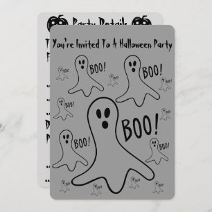 fantômes rigolotes criant boo halloween Invitation