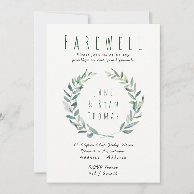 Farewell Laisser la fête Invitation Feuilles rusti (Devant)