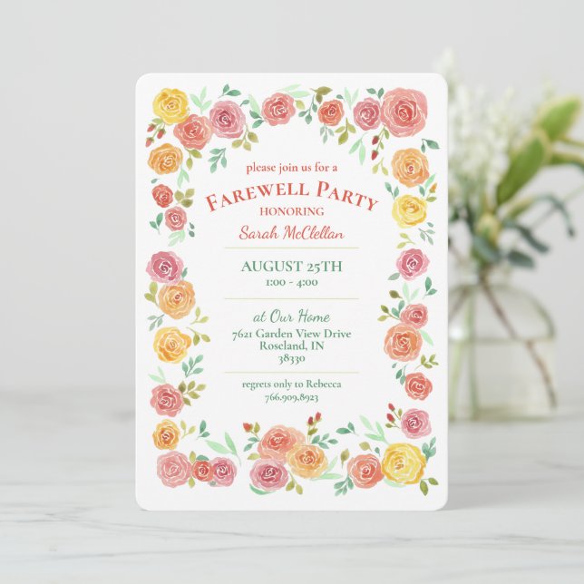 Farewell Party Floral Invitation (Debout devant)