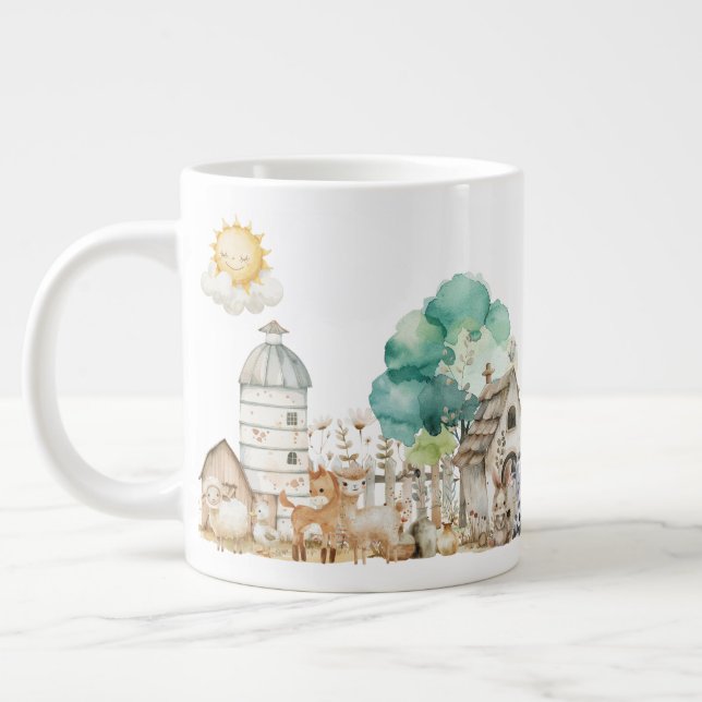 Farm Animal Watercolor Mug – Cute Nursery cup (Gauche)