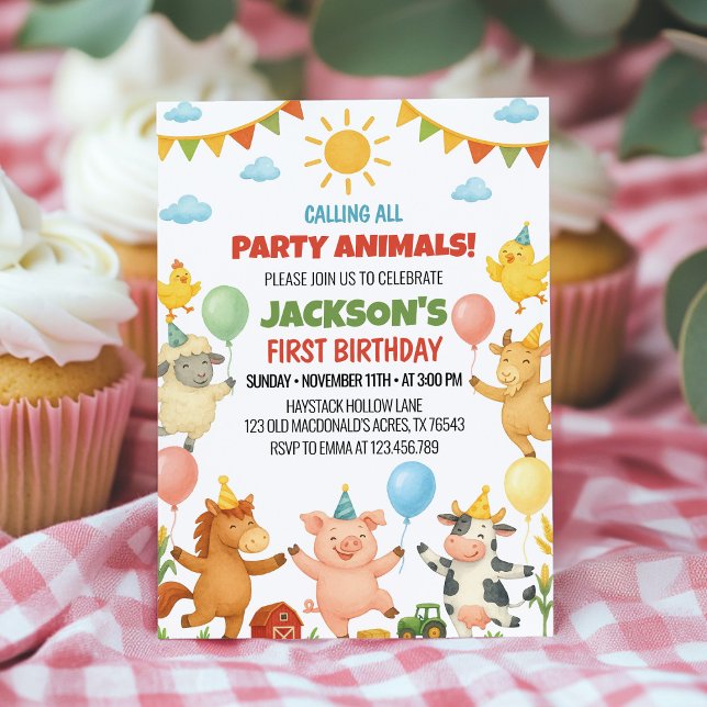 Farm Animals Birthday Party Invitation (Créateur téléchargé)