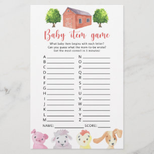 Farm - Baby Item Jeu. Jeu baby shower