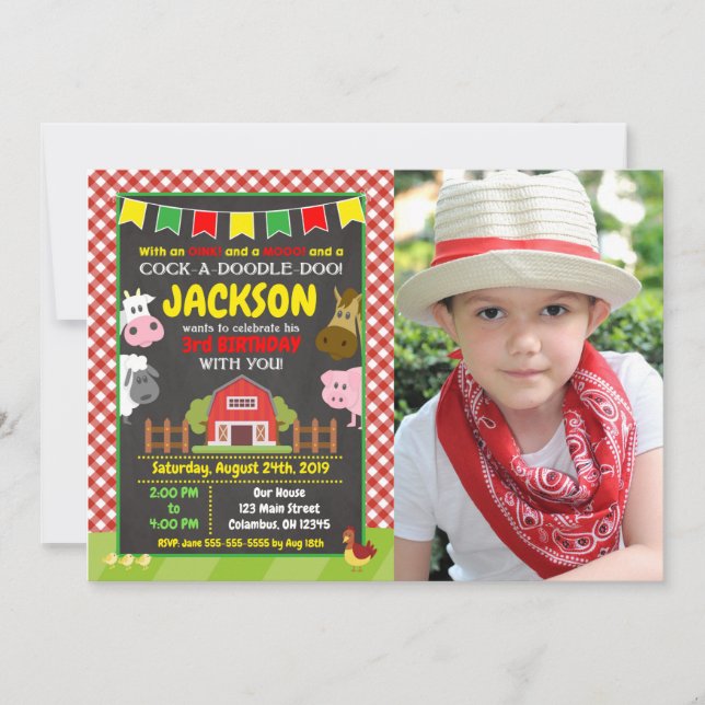 Farm Birthday Invitation / Barnyard Party (Devant)