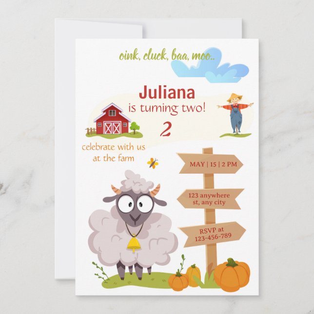 Farm Birthday invitation template Bernard invite (Devant)