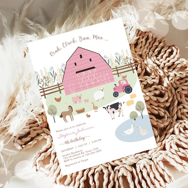 Farm Party Animals Kids Birthday Invitation (Créateur téléchargé)