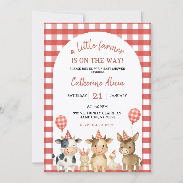 Farm Party Baby Shower Invitation (Devant)