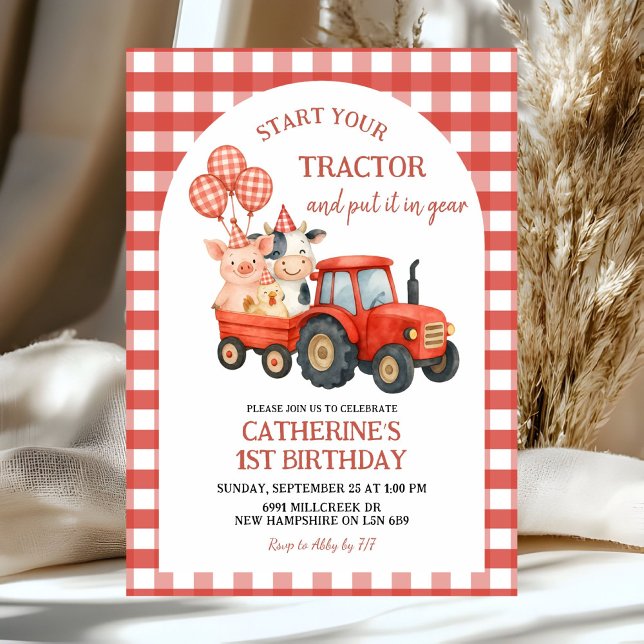 Farm Party First Birthday Invitation (Créateur téléchargé)