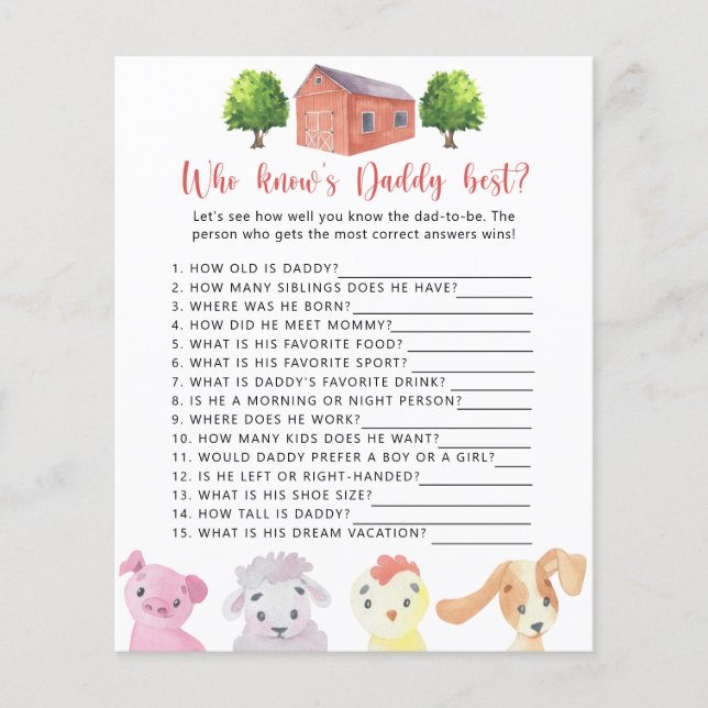 Farm - Qui connaît DADDY meilleur jeu (Devant)