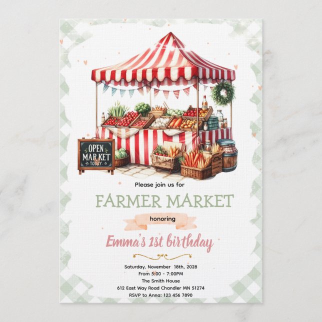 Farmer market birthday invitation (Devant)