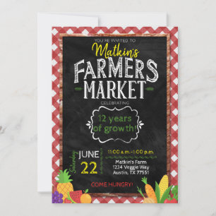 Farmers Marché Chalkboard Anniversaire Invitation