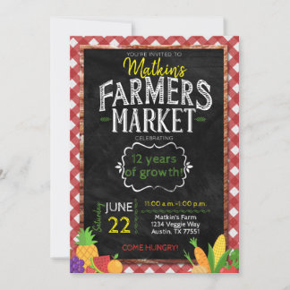Farmers Marché Chalkboard Anniversaire Invitation
