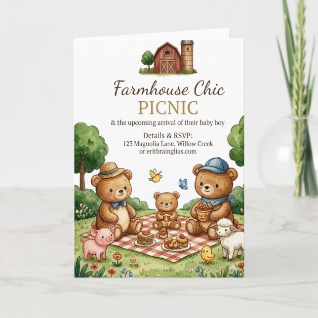 Farmhouse Chic Picnic Invitation (Devant)