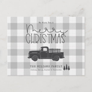 Farmhouse Gris Buffalo Plaid Joyeux Carte de Noël