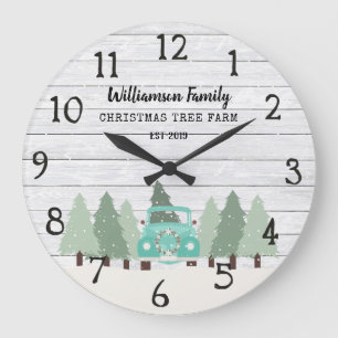 Farmhouse vintage Noël - Horloge du nom de famille