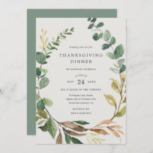 Farmhouse Wreath Thanksgiving Dîner Invitation