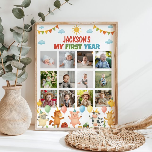 Farmyard Animals First Year Photo Milestone Poster (Créateur téléchargé)
