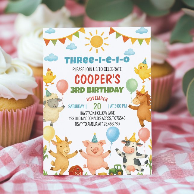 Farmyard Animals Kids Birthday Party Invitation (Créateur téléchargé)