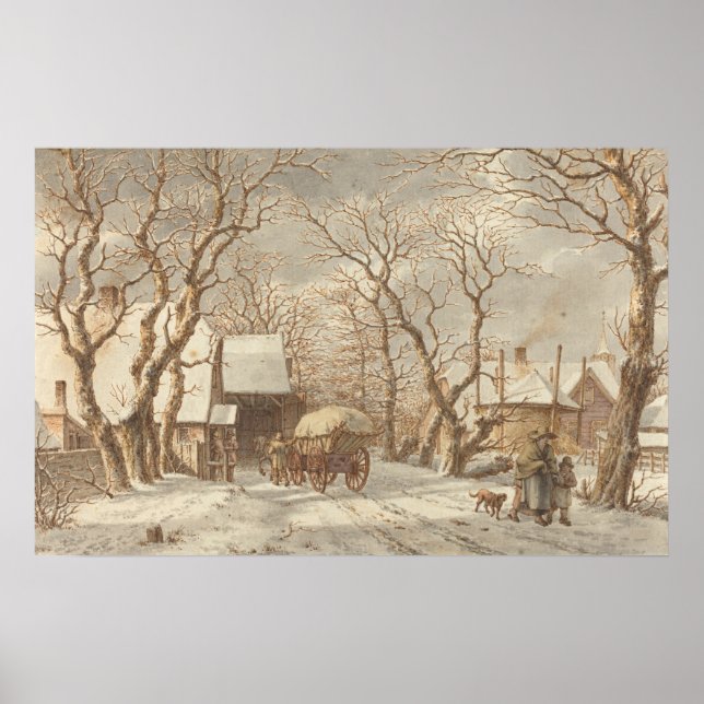 Farmyard en hiver - Jacob Cats Fine Art Poster (Devant)