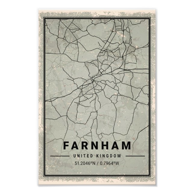 Farnham united kingdom map print poster canvas (Devant)