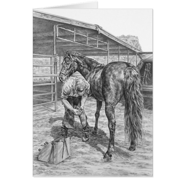 Farrier and Horse Drawing by Kelli Swan (Devant)