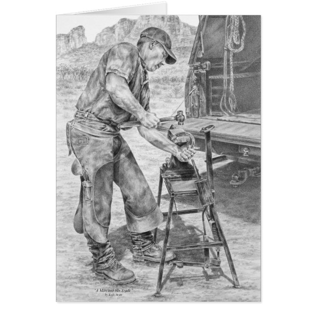 Farrier Working with Anvil Drawing by Kelli Swan (Devant)