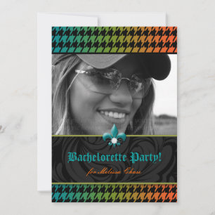 Fashion Bachelorette Party Houndstooth Invitation