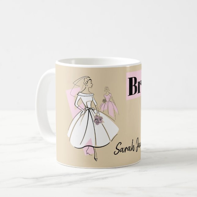 Fashion Bride Neutral Group Bridesmaid Nom tasse (Devant gauche)