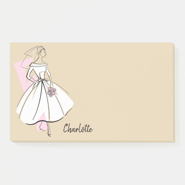 Fashion Bride Neutral Nom post-it notes (Devant)