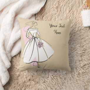 Fashion Bride Neutral Texte lancer oreiller rose r