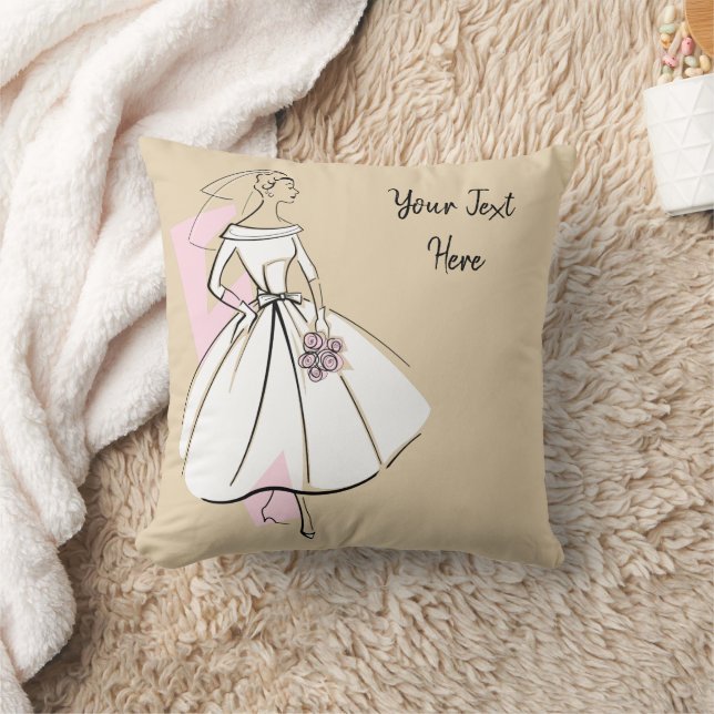 Fashion Bride Neutral Texte lancer oreiller rose r (Couverture)